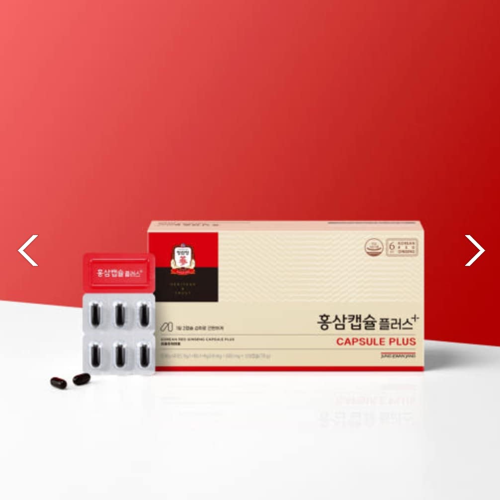 CheongKwanJang Korean Red Ginseng Capsule Plus, 120 capsules (78 g) bottle and PTP blisters