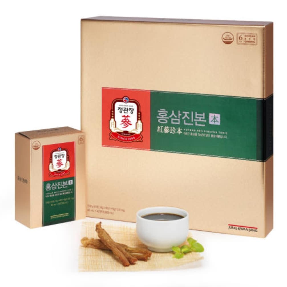 CheongKwanJang Hong Sam Jinbon Mild Korean Red Ginseng Tonic, box of 40mL × 42 sticks
