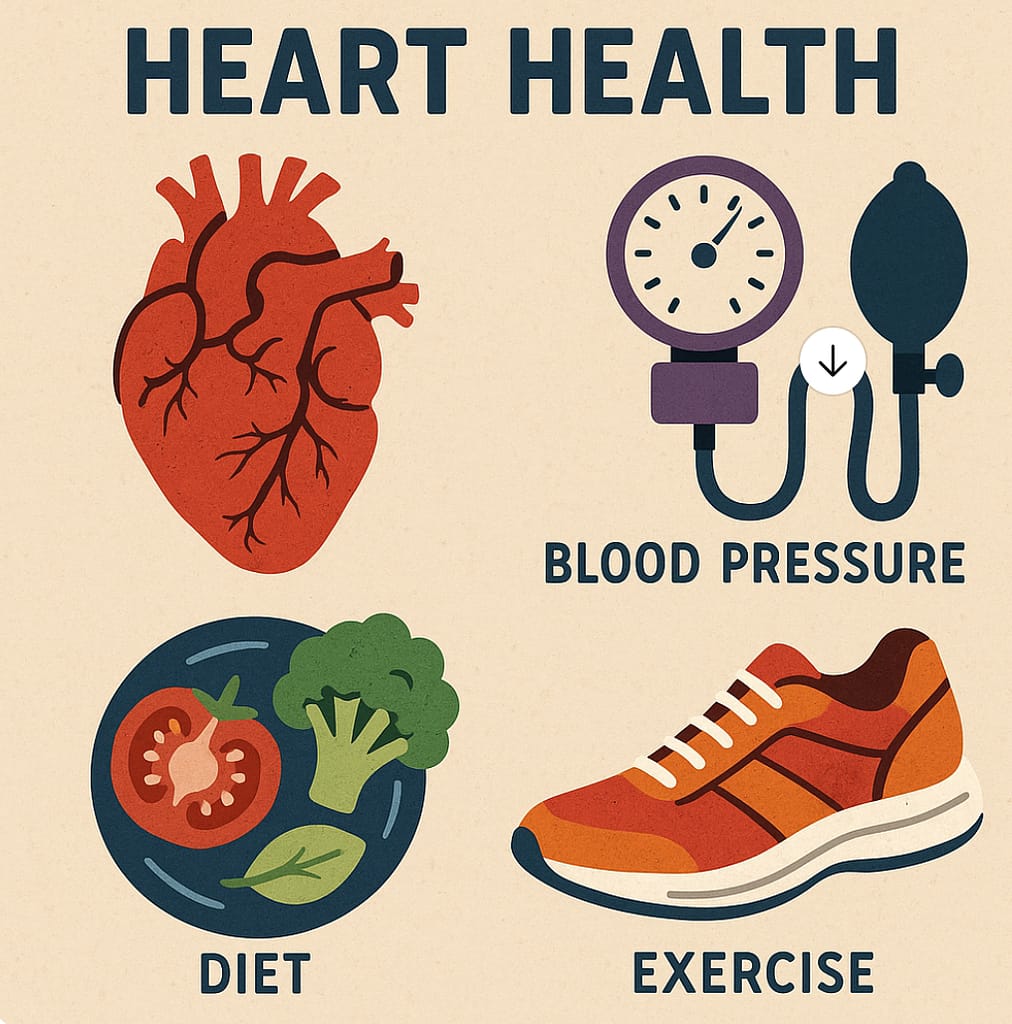 Infographic of heart health with Korean Red Ginseng benefits for blood pressure, circulation, and cardiovascular wellness