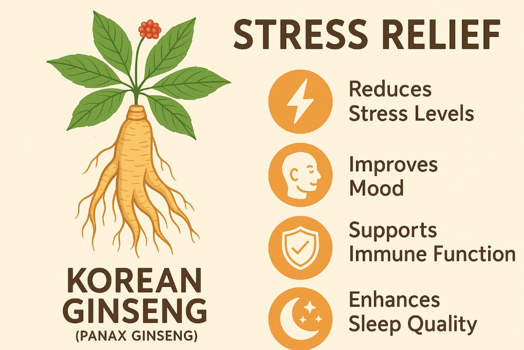 Infographic showing Korean ginseng benefits for stress relief and mental health