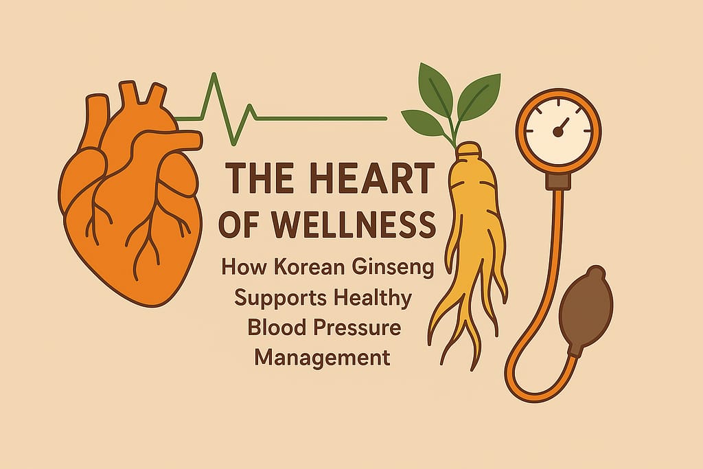 Korean Ginseng illustration supporting heart health and blood pressure management