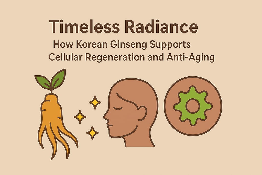 Korean Ginseng root illustration symbolizing anti-aging and skin vitality