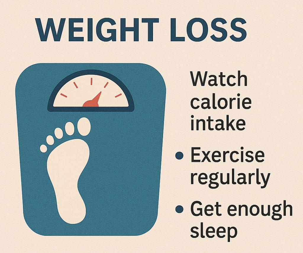 weight loss tips with weighing scale illustration