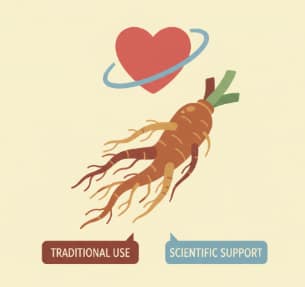 Korean ginseng root supporting cardiovascular wellness