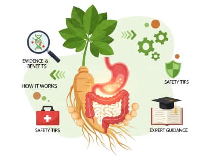 ginseng for improving digestive health root illustration