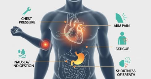 Heart disease symptoms illustration