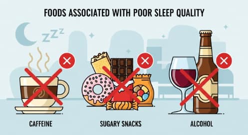 foods linked to insomnia such as caffeine and sugar