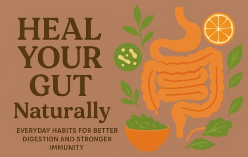 illustration of healthy gut microbiome and natural foods for digestion