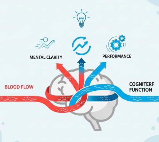 illustration showing blood flow to the brain and cognitive performance