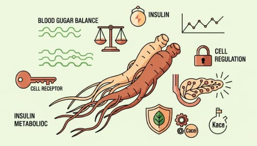 Korean ginseng roots illustrating support for blood sugar and metabolic health.