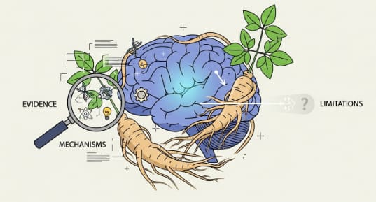 Fresh ginseng roots on a wooden surface for ginseng for brain health and memory