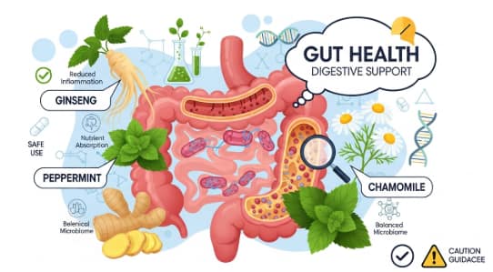 ginseng and herbal ingredients supporting digestive health