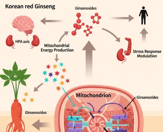 Korean red ginseng helping with energy, fatigue, and vitality support