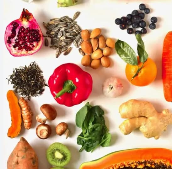 Fruits and vegetables rich in vitamins for immune support