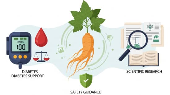 ginseng root used as supportive herb for blood sugar balance