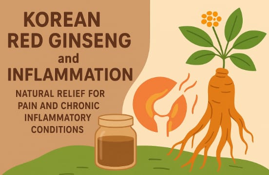 Korean red ginseng roots with herbal capsules symbolizing natural anti-inflammatory benefits