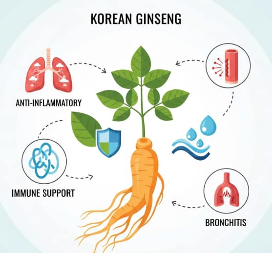 illustration of Korean red ginseng supporting lung and respiratory immune function