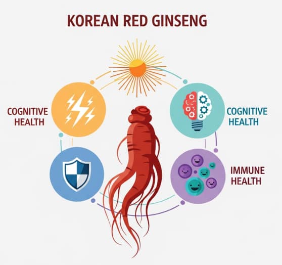 Premium Korean Red Ginseng roots symbolizing the harmony between traditional herbal medicine and modern wellness.
