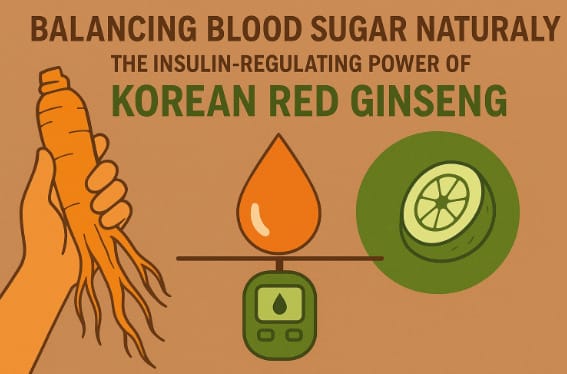 Korean Red Ginseng roots and tea representing improved insulin sensitivity and blood sugar balance