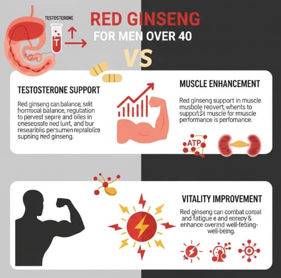 Korean red ginseng supplement for men over 40 to support vitality and hormone balance