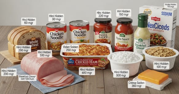 Hidden sodium foods that contribute to high blood pressure