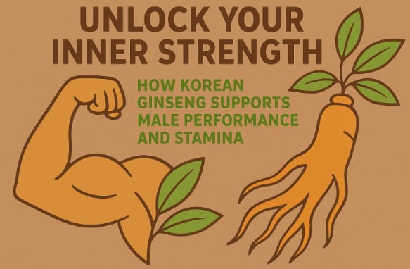 Korean red ginseng roots symbolizing male vitality and stamina support