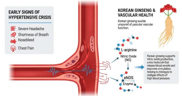 Scientific explanation of hypertensive crisis symptoms and Korean ginseng cardiovascular benefits