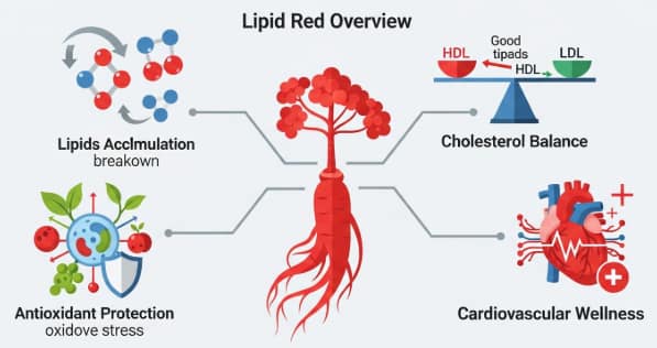 Red ginseng supporting healthy cholesterol and cardiovascular function