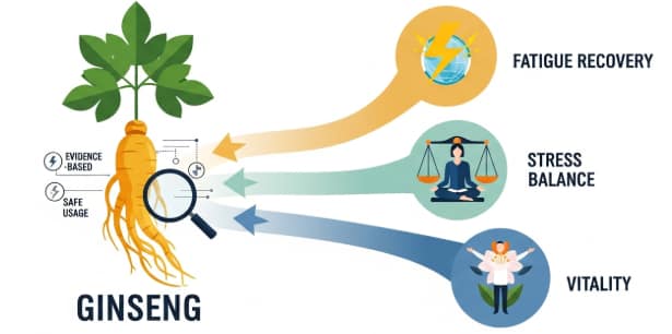 Korean ginseng root supporting natural fatigue recovery