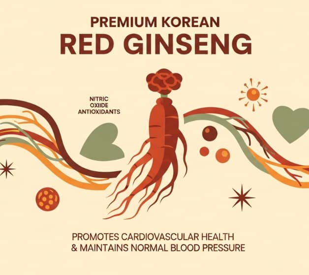 Korean red ginseng root supporting healthy blood pressure
