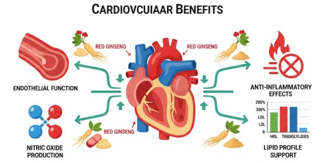 Red ginseng supporting lung health, bronchial immunity, and respiratory function