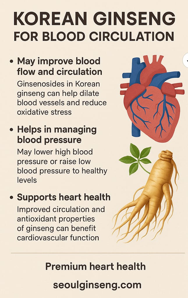 Korean red ginseng benefits for circulation and heart health