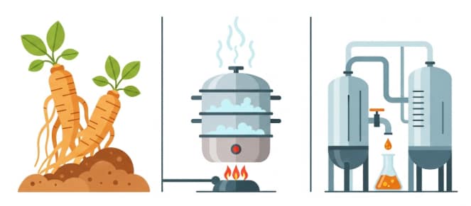 Comparison of traditional and modern ginseng processing techniques.