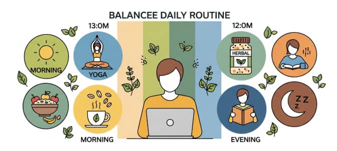 healthy routine and herbal support for working adults