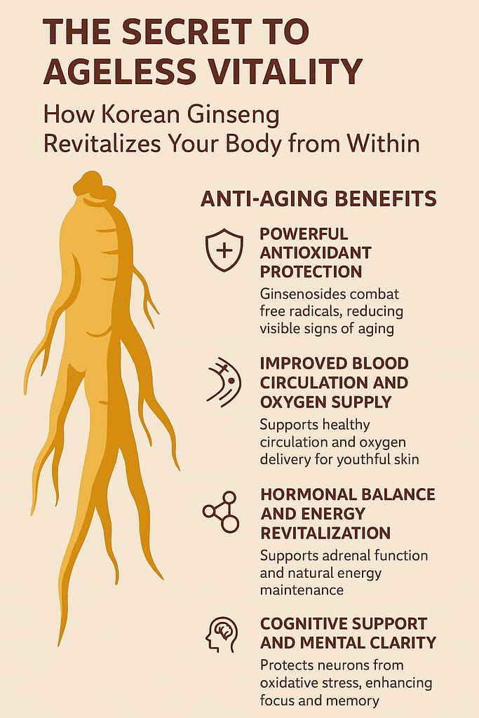 Korean Ginseng roots and antioxidant benefits for anti-aging