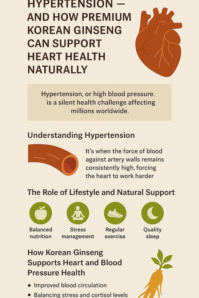Premium Korean ginseng supporting heart health and balanced blood pressure