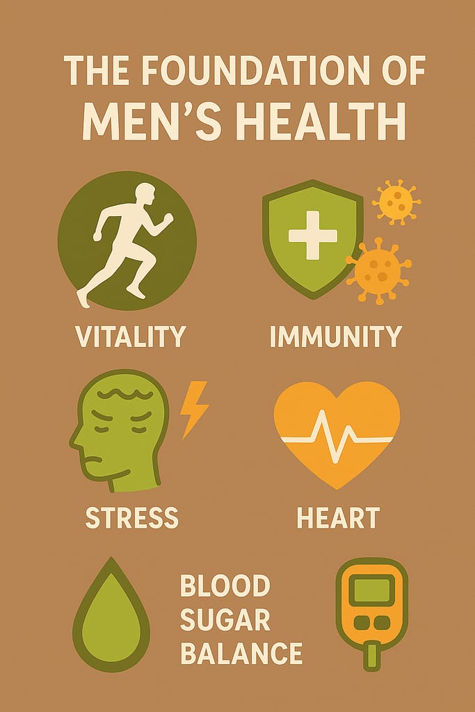 illustration representing men’s vitality, immunity, and heart health