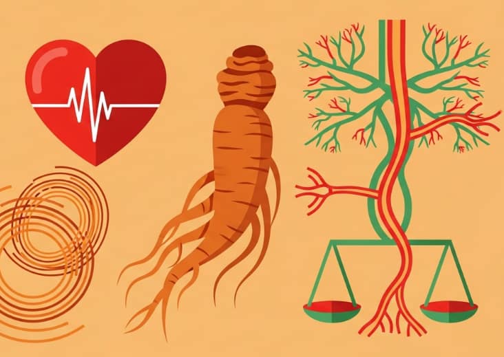 Korean Red Ginseng root supporting heart and blood circulation