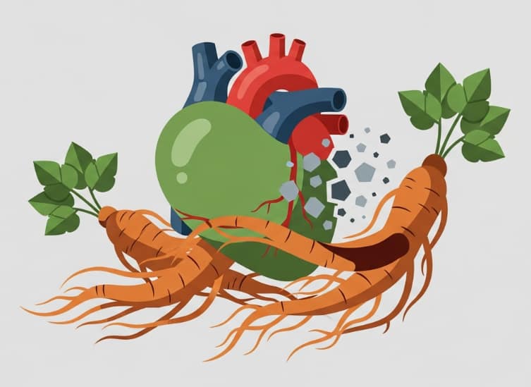 Korean Red Ginseng root supporting natural cholesterol balance and heart health