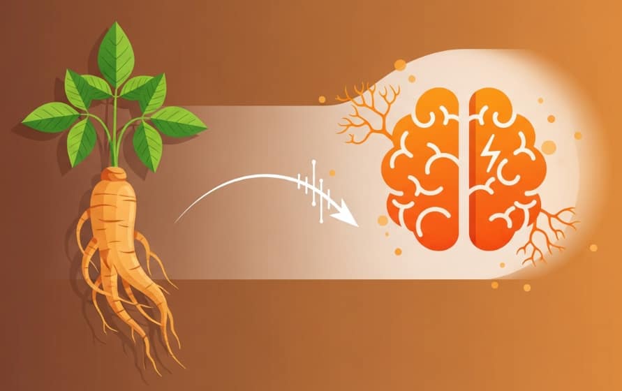 Korean Red Ginseng root and supplements symbolizing brain health and memory enhancement